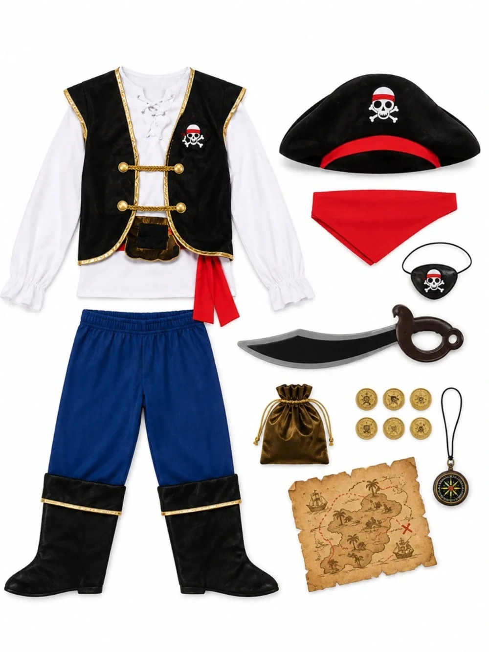 New - Spooktacular Creations Kids Pirate Costume | 10-12 Years | Complete Set